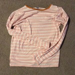 Old Navy striped white & pink long sleeve shirt